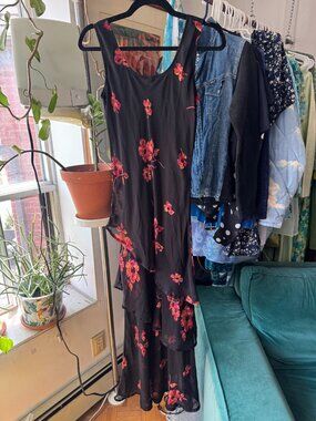 Vintage Floral Tiered Flowy Dress